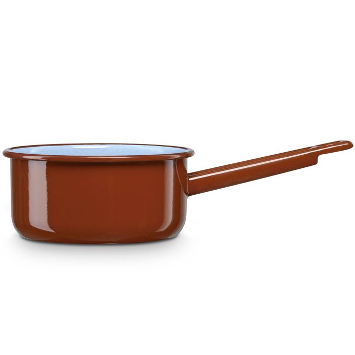 Casserole à Lait, Acier Émaillé 16cm, Bouilloire Poignée 1,4L Induction, Vintage Briebe Terra Marron 02014