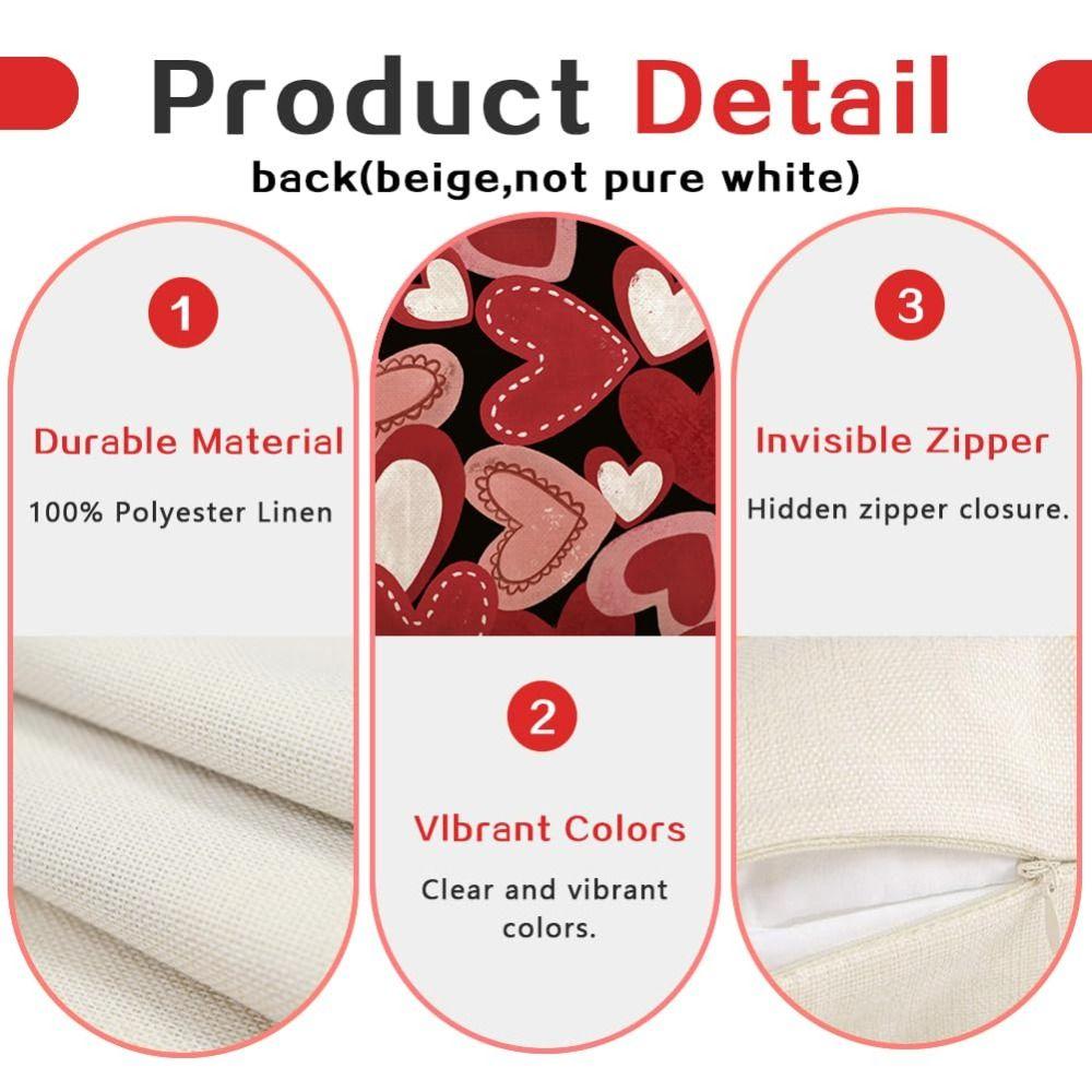 Romantic 45*45cm Valentine's Day Cushion Cover Red Pink Decorative Pillowcase Love Pattern Throw Pillow Cover Headboard Pillow