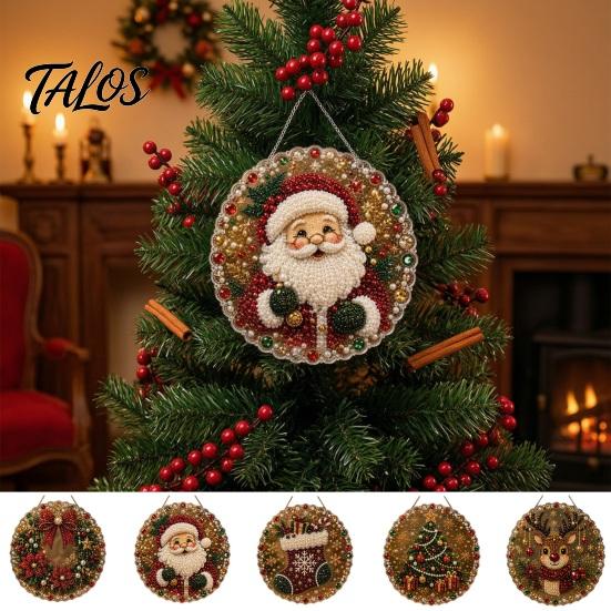 Holiday Party Crafting Accessories Christmas Faux Pearl Painting Hanging Ornament Kit, DIY 3D Beads Multi Layered Bead Art Craft, Acrylic Gem