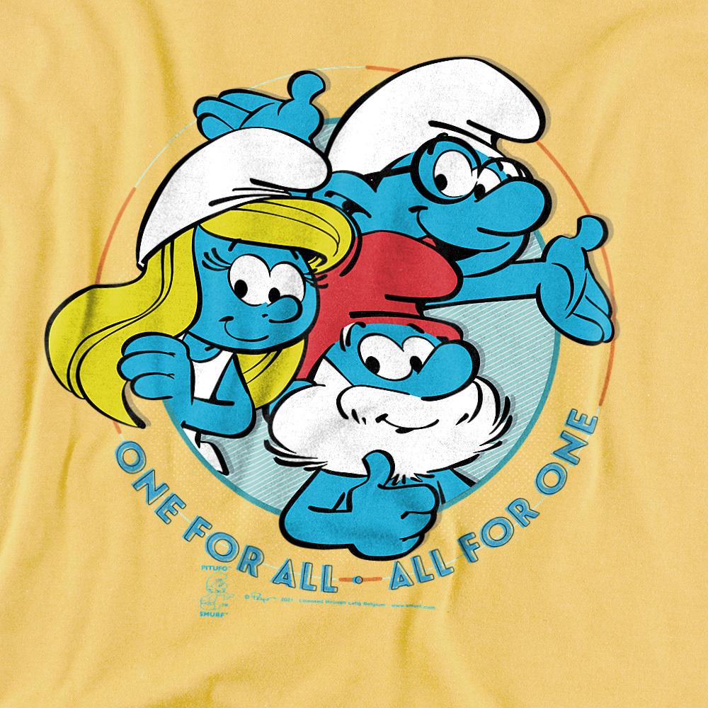 The Smurfs Unisex Adult All For One T-Shirt