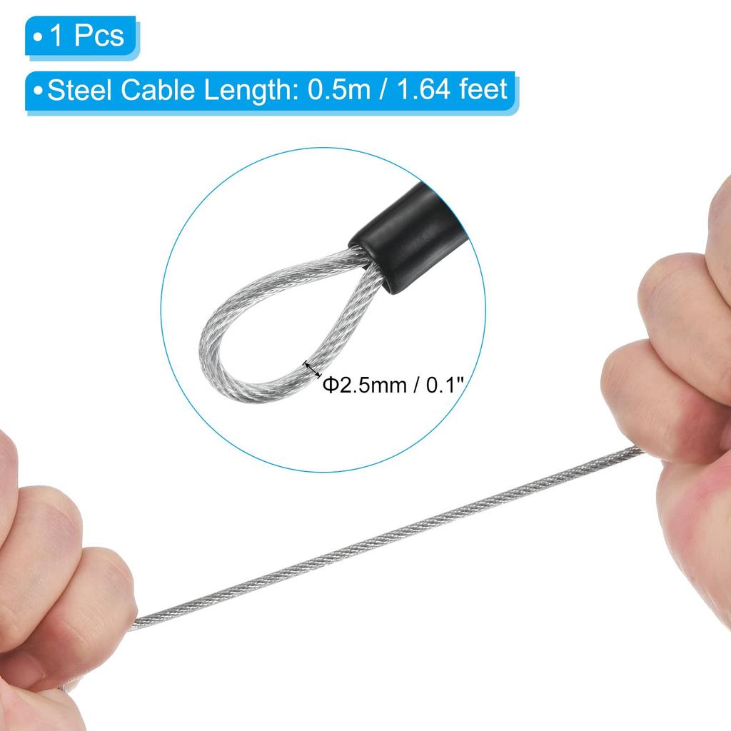 PATIKIL Security Combination Cable Lock with Double Silver 0.5m Wire, 4-Digit Lock, Loops, Anti-Theft Rope, Padlock, Cable, Suitcase,