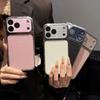 Plating Leather Textured Matte Phone Case For iPhone 17 16 15 14 13 Pro Max Aurora CD Camera Protection Shockproof Bumper Cover