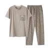 Men's pajamas 1011 new summer cotton short-sleeved trousers thin summer men's large-size loungewear set