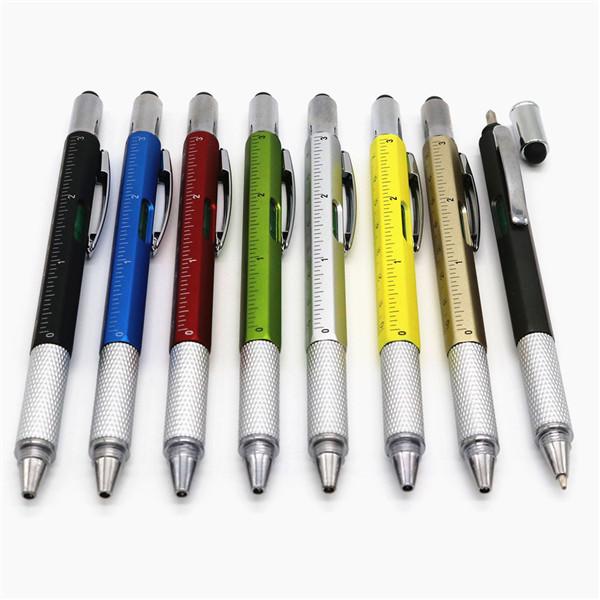 Ballpoint Pen Level Gauge Scale Screwdriver Tool Touch Capacitor Pen Office Supplies Multifuncationa