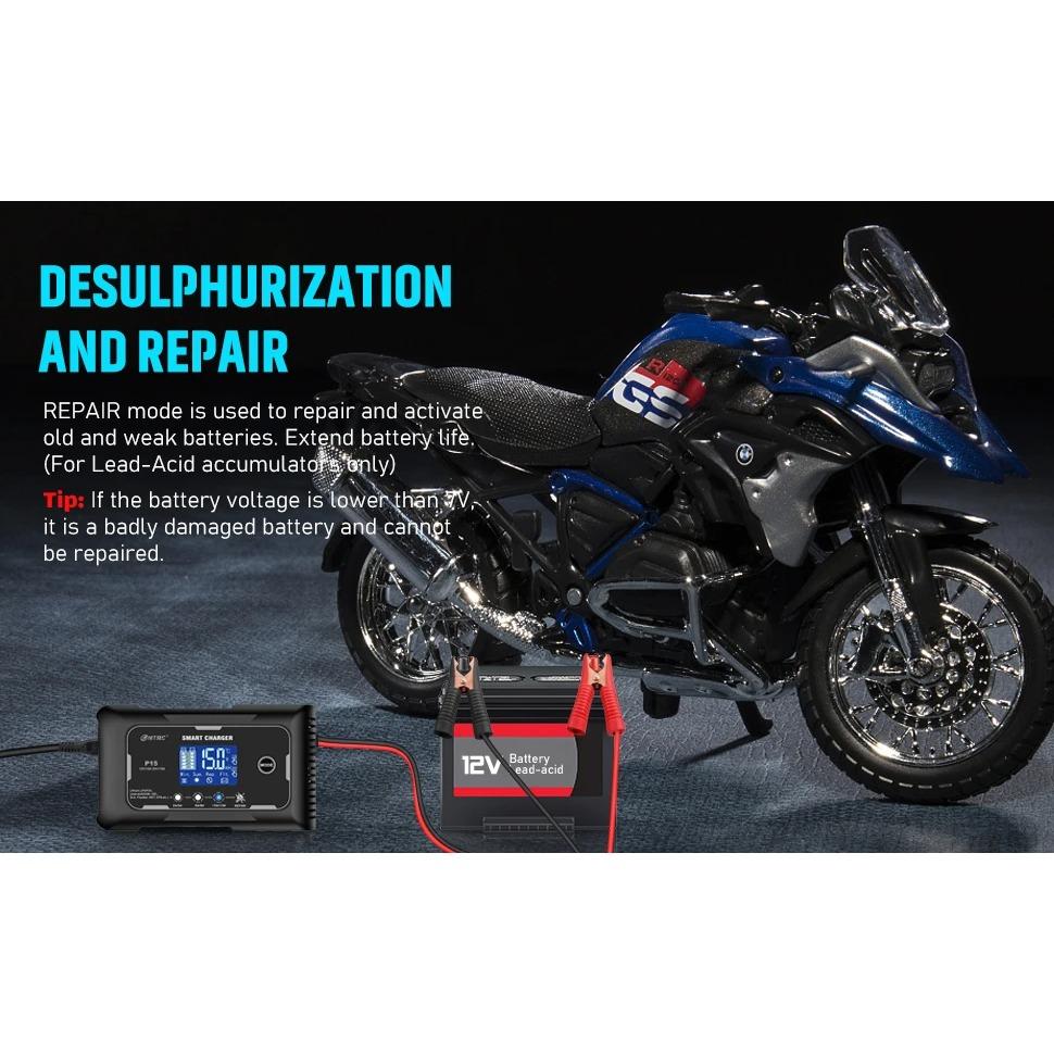 P15 12V-24V 35A/25A/20A/15A/10A Car Battery Charger LCD Automatic Pulse Repair Charge for Lifepo4 AGM Lead-Acid Lithium Batteri