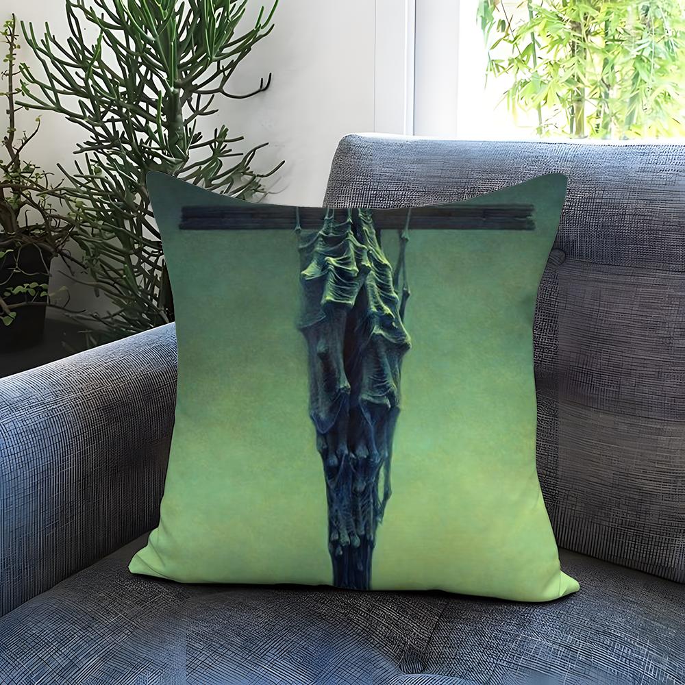 Art Z-Zdzislaw Beksinski Cushion Cover Comfortable Reversible Pillow Cover Ideal for Car Sofa Bedroom & Beyond