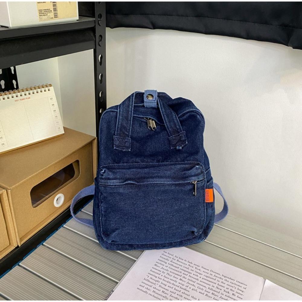 Fashionable Large Capacity Denim Backpack Multi-functional Unisex Travel Backpack Wear Resistant Student Bag Men темно-синий 10230₽