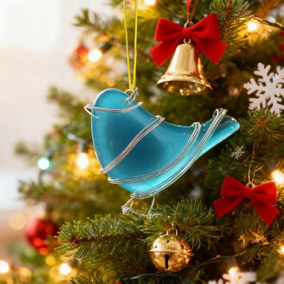 2D Acryl Vogel Ornament Seeglas Stil Vogel Hängeornament Roter Vogel Blaumeise Kolibri