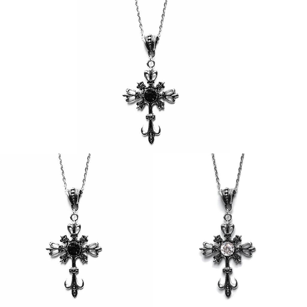 Gothic Punk Cross Necklace For Women With Crystal Pendant Fashion Jewelry Gift