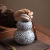 Chinesischer Stil Ru-Ofen Keramik Teedose, Kürbisformiges Vintage Teelagerglas mit Quasten-Dekor