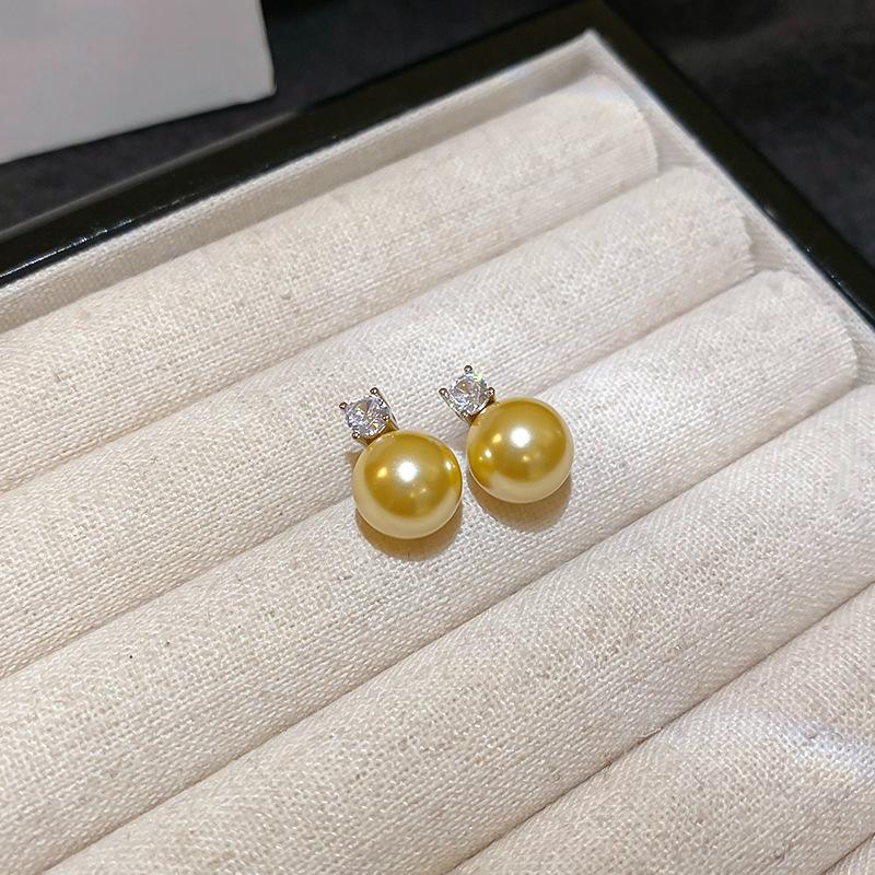 Zircon pearl simple earrings simple versatile retro Internet celebrity earrings fashion design earrings