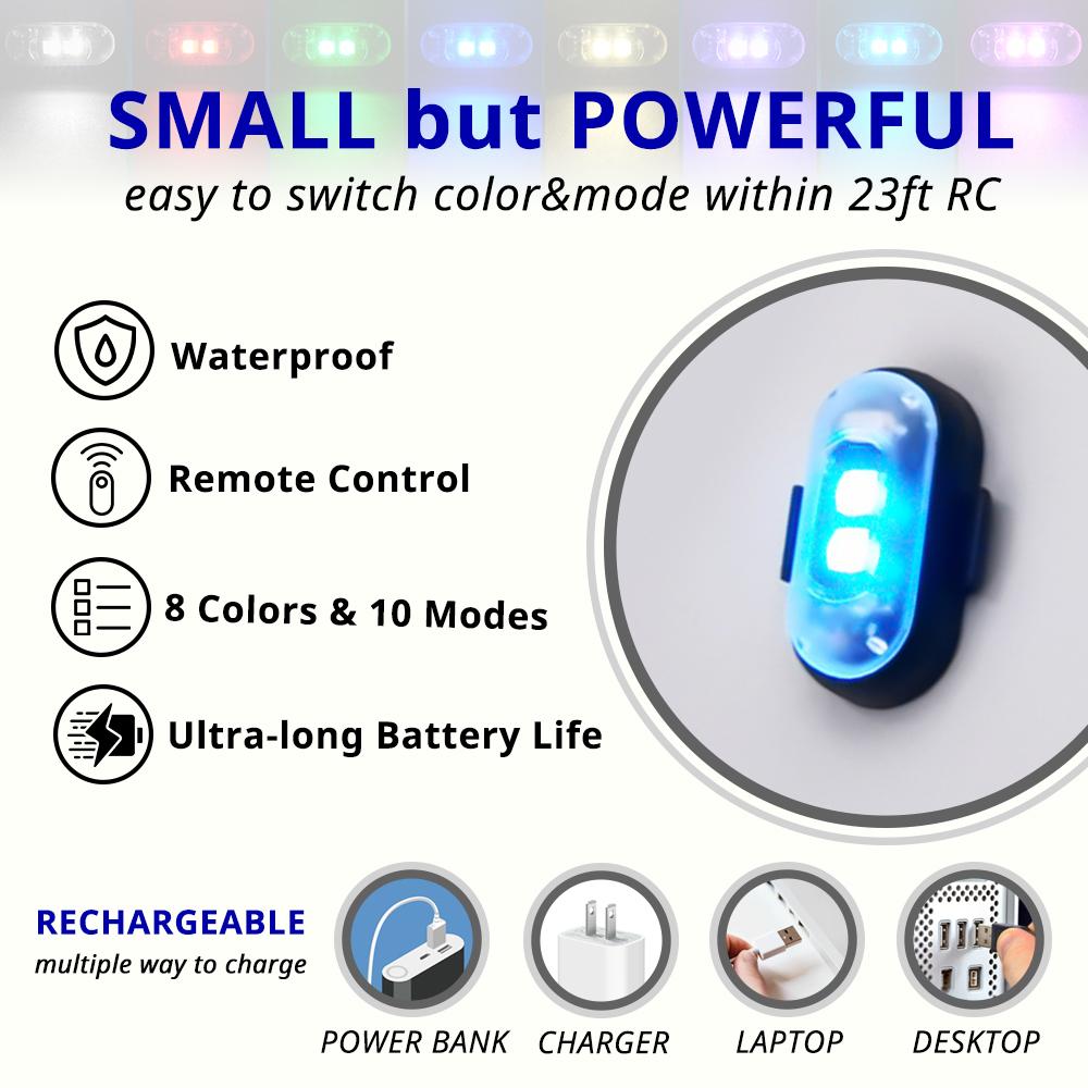 RGB LED Portable Party Lights Remote Control Wireless Lighting Rechargeable Car Footwell Light Under Glow Kit Accessories Gift
