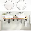 Wall Shelf Under Sink, Steel and Solid Acacia Wood