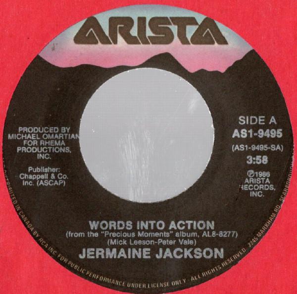 

7-дюймовая пластинка JERMAINE JACKSON Words Into Action AS19495 Arista 1986 Канада SoulFunk Б/у