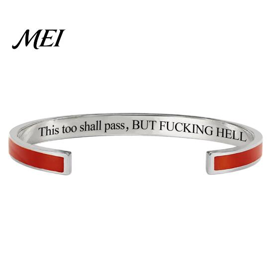 Inspirational Bracelet This Too Shall Pass Mantra Cuff Bracelet, Adjustable Engraved Motivational Gift for Encouragement Bangle Hidden Information