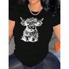 Women'S Cute Highland Cow Graphic Tee - Soft Stretchy Everyday Shirt,All-Season Casual Outfits, Relaxed Style, Playful Design, Short Sleeve Tshirt