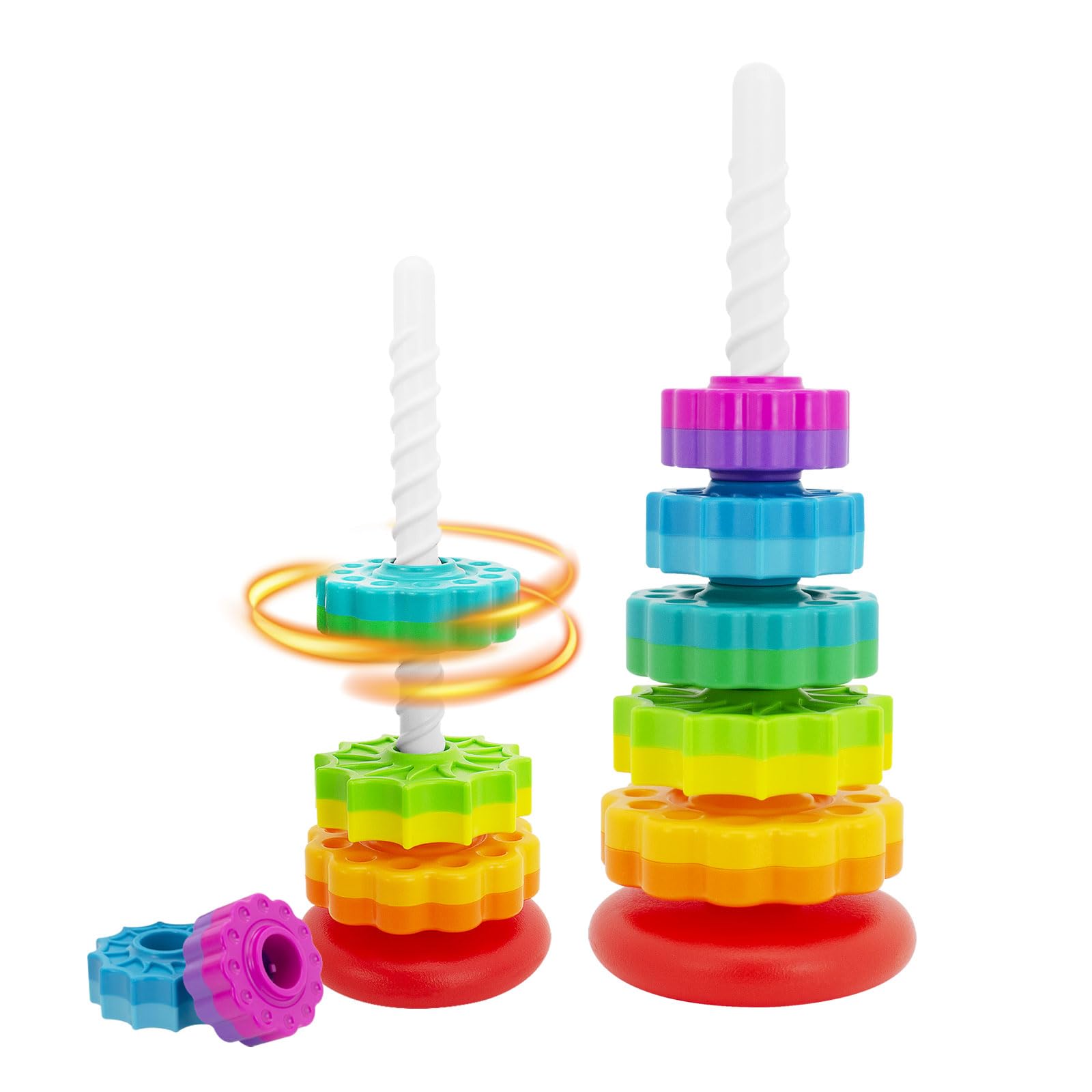

Baby Spin Stack Toy, Premium Stacking Toys for Kids, Spinning Stacking Toy for Babies and Toddlers, Educational Toddler Learning Toy