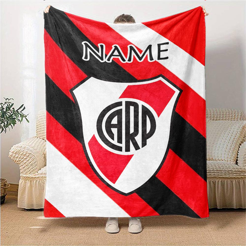 Custom Name River Plate Crest Blanket for Couch & Bed, Plush Cozy Fuzzy Blanket Super Soft & Warm Blankets for Fall and Winter. 0908284