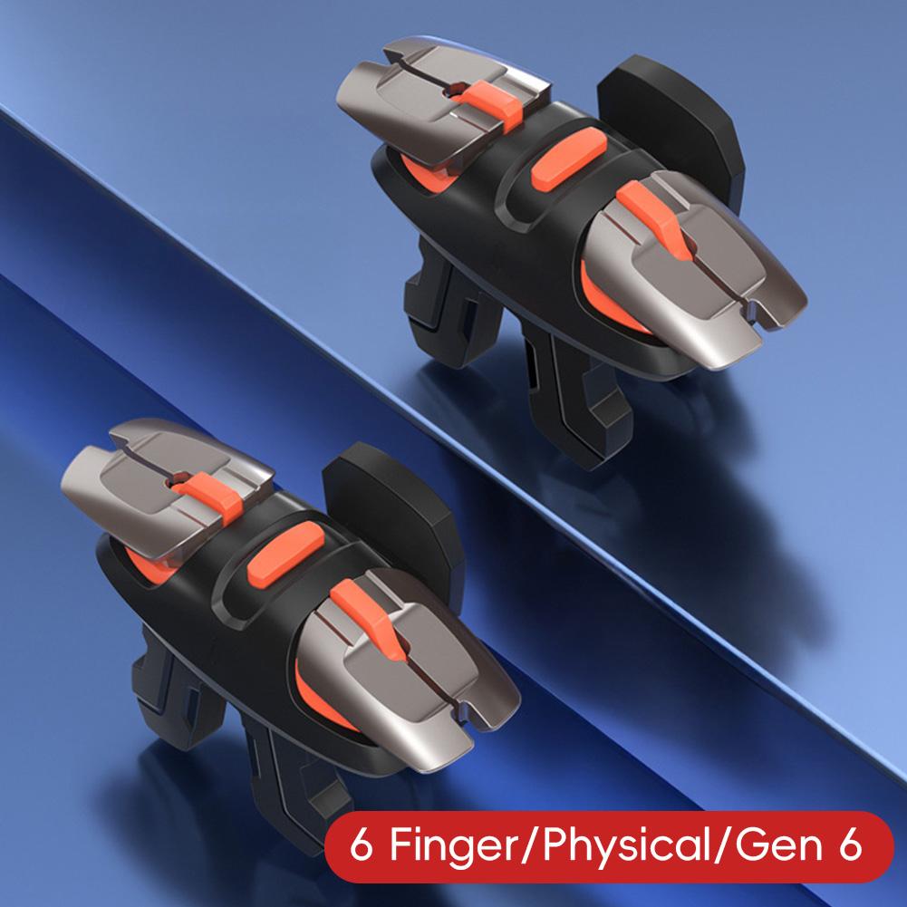 

1 пара игровых триггеров 4/6 пальцев, кнопки автоматической быстрой стрельбы, контрольные рукоятки для PUBG, игровой аксессуар для телефона 6 Finger/Physical/Gen 6