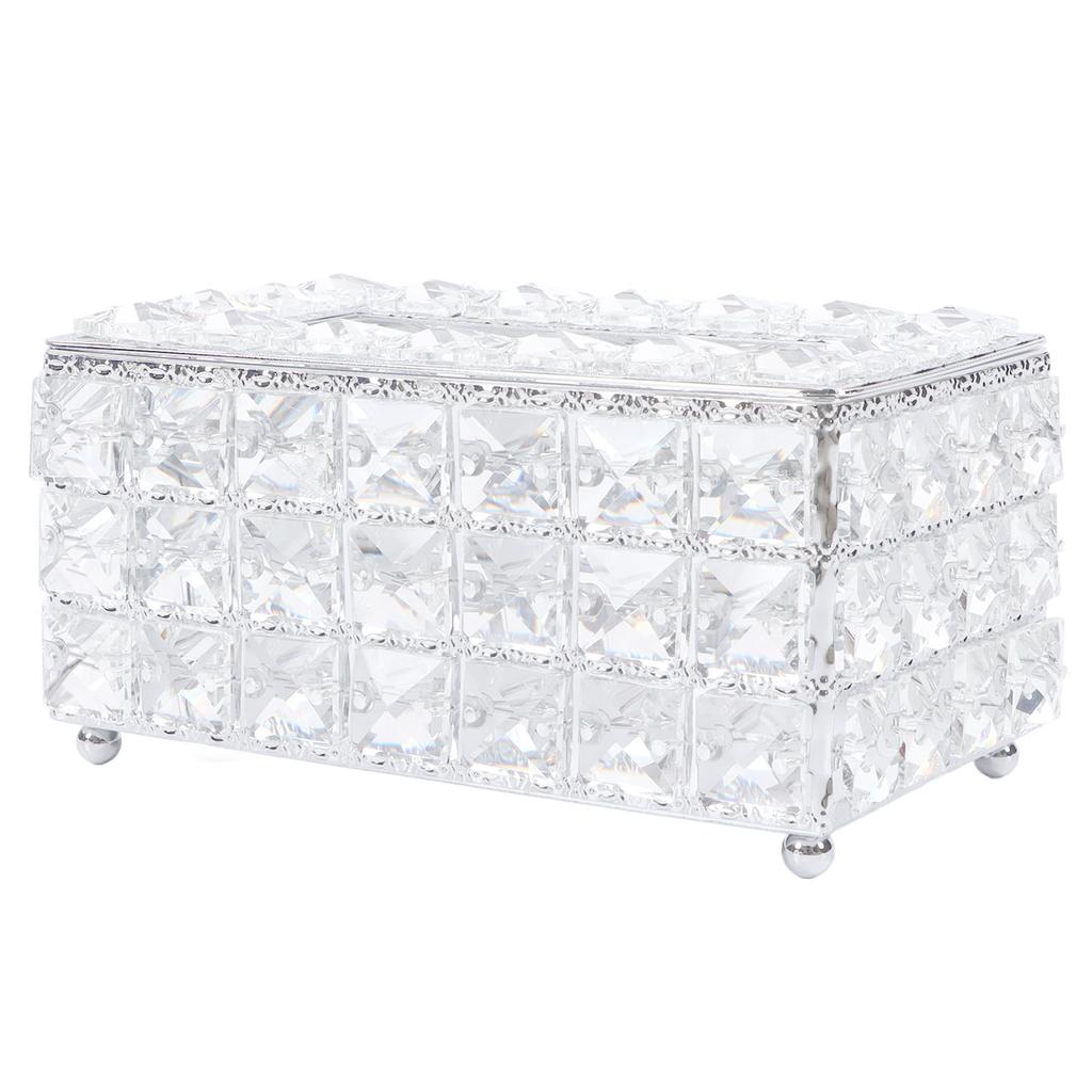 Artificial Crystal Tissue Box Rectangular Decorative Household Tissue Holder for Living Room