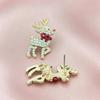 Christmas Reindeer Bow Tie Earrings: Drip Oil & Inlaid Diamonds with Movable Limbs