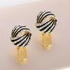 Elegant Hollow Drip Glaze S925 Sterling Silver Stud Earrings with Diamonds