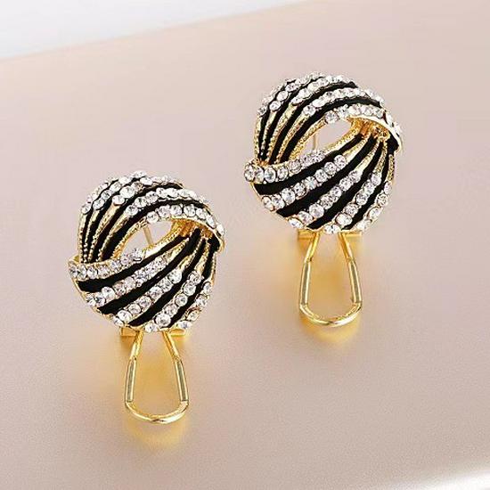 Elegant Hollow Drip Glaze S925 Sterling Silver Stud Earrings with Diamonds