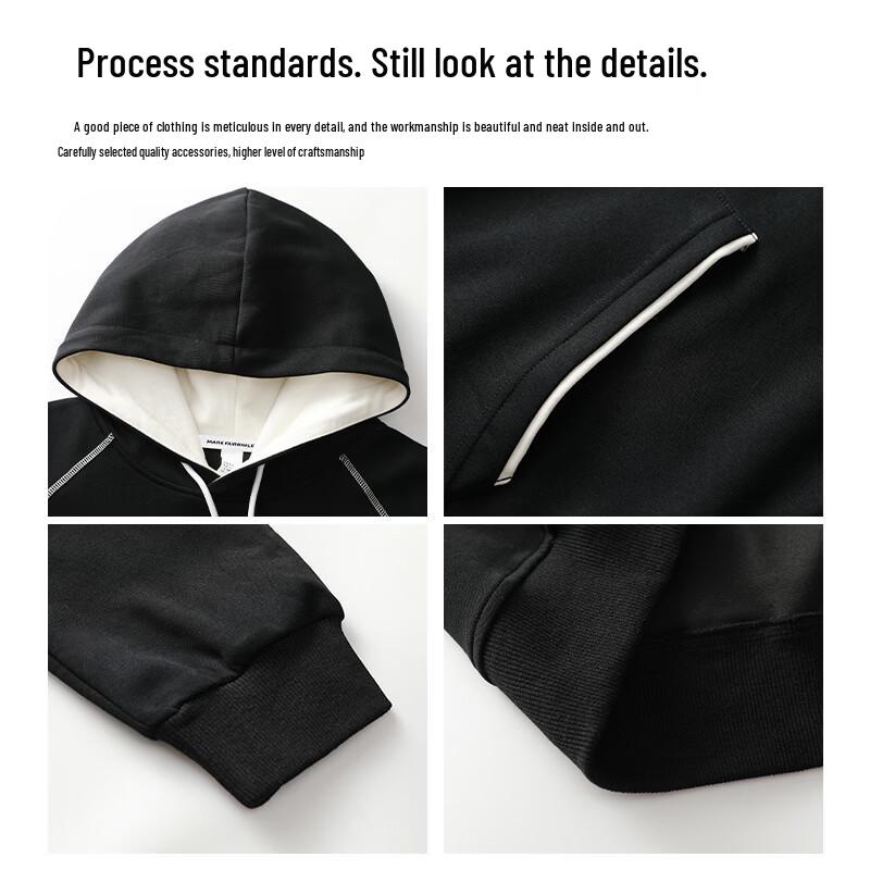 MARK FAIRWHALE American Style Color-Block Hooded Pullover Sweatshirt