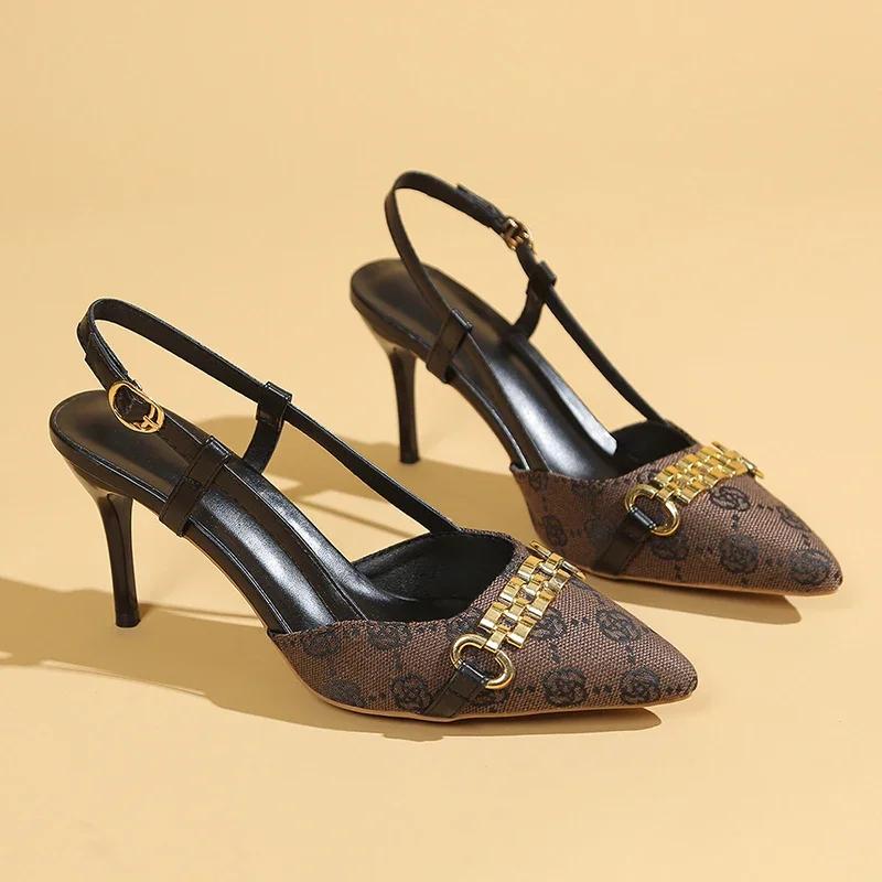 Fashion Rimocy Women's Pumps Pointed Toe Slingback High Heels Shoes for Women Spring Summer New Sexy Fashion Party Punk Goth Heels Women