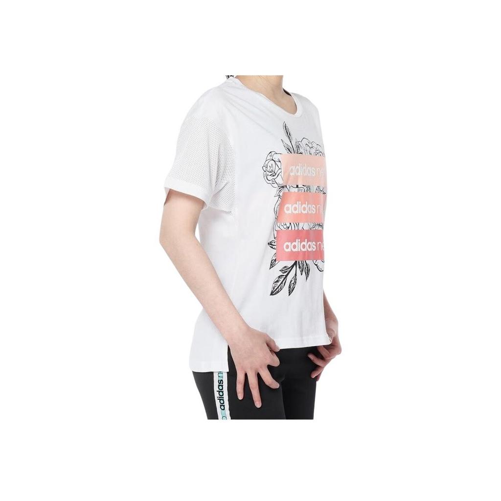 Adidas Neo Casual Sports Round Neck Short Sleeve Drop Shoulder T-Shirt Women T-Shirts White DU2373