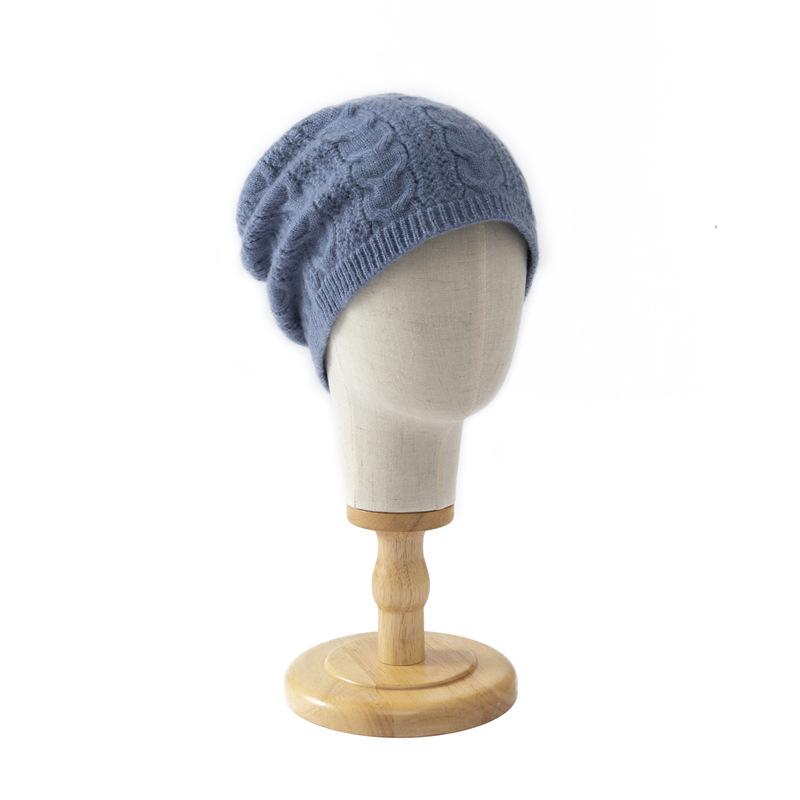 New bright silk wool knitted hat loose big head circumference hat autumn and winter warm cold hat bag head shows small face