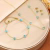 Fashionable Turquoise Jewelry Set: Necklace, Bracelet & Earrings In Light Luxury Titanium Steel