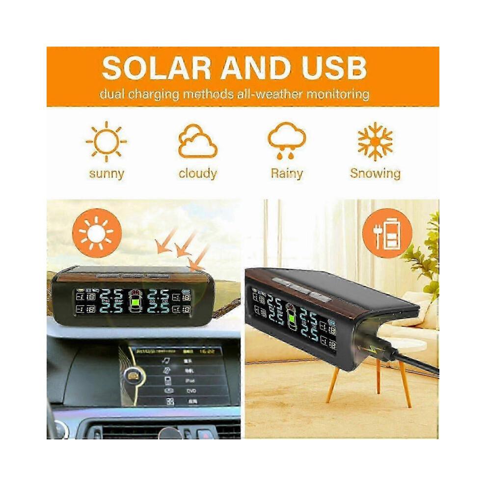 Kabelloses Solar-TPMS LCD Auto-Reifendrucküberwachungssystem mit 4 externen Sensoren Solar Automatisch