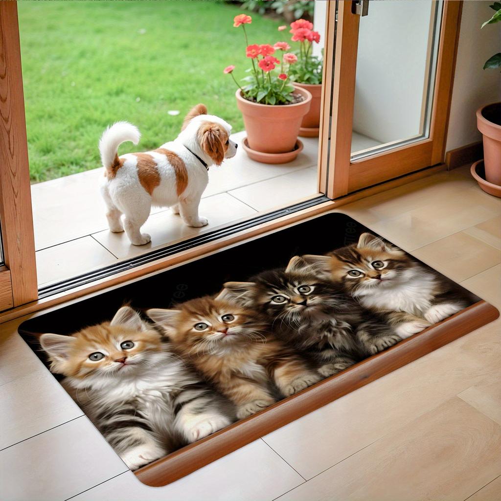 1Pcs Anti Fatigue Kitchen Rugs Cat print Waterproof Non-Slip Thick Cushioned Kitchen Mat Heavy Duty Comfort Standing Mat for Kitchen