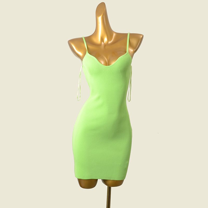 

Лос-Анджелес Легкая Роскошь Гяру Сексуальное Платье на Бретелях Лето Новинка Прилегающий Крой Подчеркивающий Фигуру Низкий Вырез Без Спины Юбка-Бедра Green S