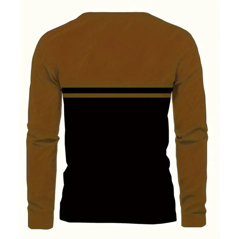 Männer Herbst Neue Langarm 3D Digital Print Zauber Farbe Rundhals T Shirt Männer Laufen Sport Pullover Tops