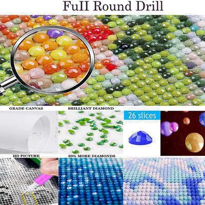 A84E-DIY Diamond Painting Diamond Embroidery Round Resin Diamond Cross Stitch Home Wall Decor 30X30cm,Peacock