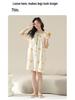 7A Women's Antibacterial Cotton Nightgown, Short Sleeve, Plus Size, Medium Length, Versatile for Outdoor Wear, Sweet Summer Home Dress