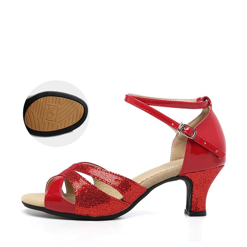 Gummi-Sohle Damen Latein Tanzschuhe Dame Ballsaal Tango Salsa Stepp Lateinische Tanzschuhe für Mädchen Lateinische Schuhe Sommersandalen