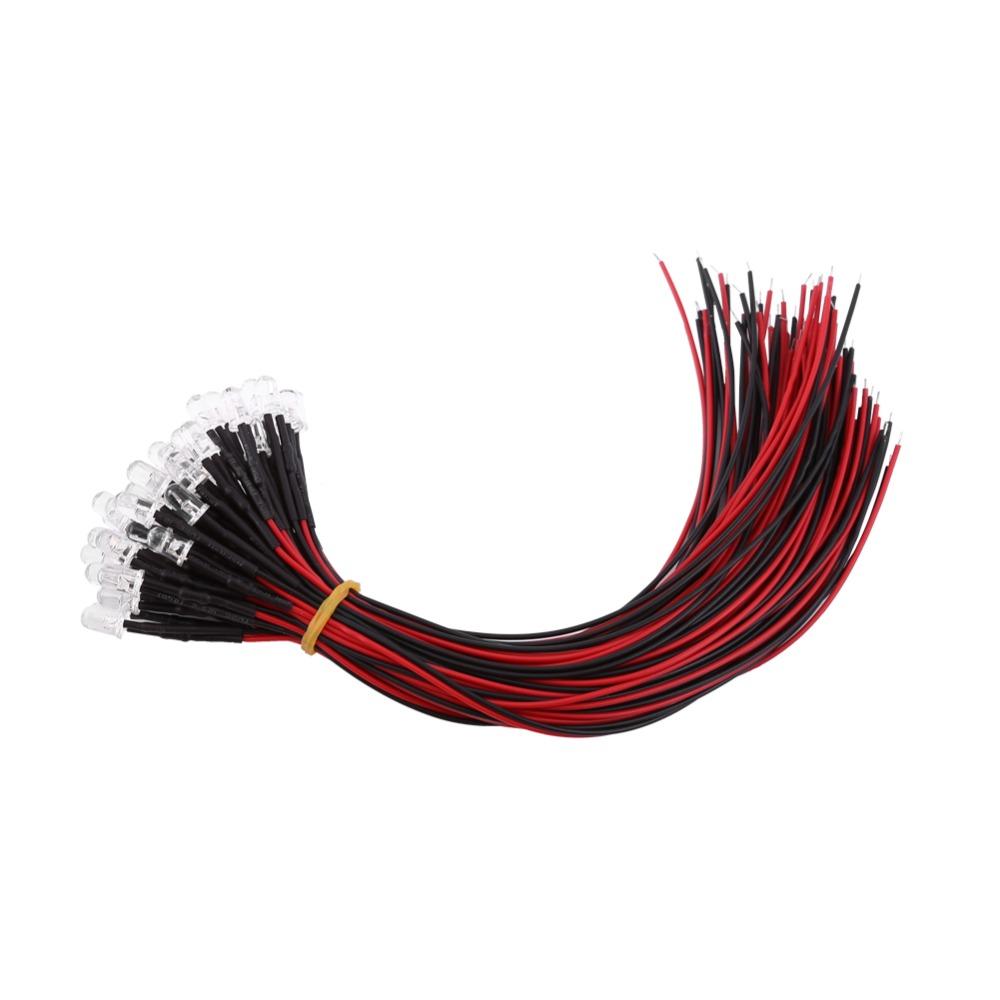 50PCS 5mm Pre Wired LED Diodes DC12V Red Blue Orange Slow Flashing DC12V LED Lights LED Light Emitting Diodes