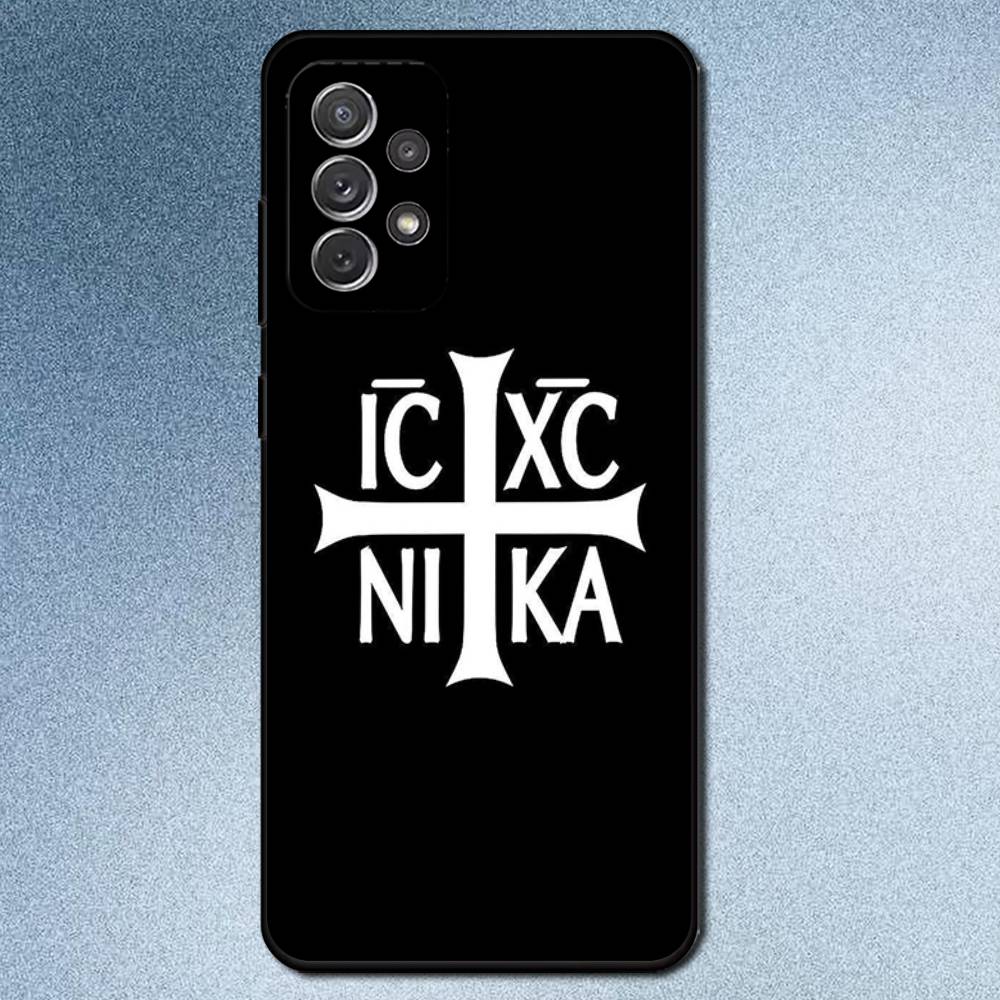 Orthodox Cross Icon Phone Case For Samsung S25,S24,S21,S22,S23,S30,Ultra,S20,Plus,Fe,Lite,Note,10,9,5G Black Cover