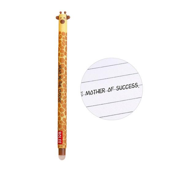 Smazatelná propiska 0,7 mm s černým inkoustem, s měkkým úchopem šetrným k pokožce, roztomilé zvířecí víčka, design s tlačítkem, doplňovatelné tužky, školní potřeby