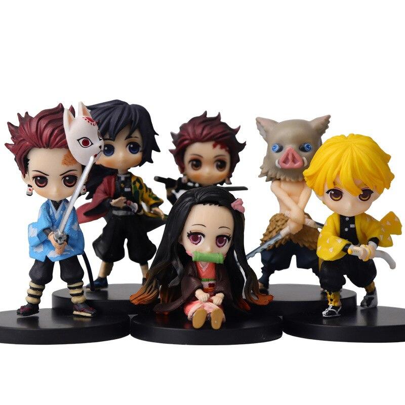 Demon Slayer Gk Kamado Nezuko Anime Action Figure Model Agatsuma Zenitsu Q Version Tanjirou  Pvc Statue Toy Desktop Figma
