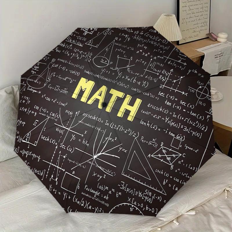 1PC Mathematics Pattern Small Travel Automatic Folding Umbrella, Compact Windproof Umbrella, Automatic Open/Close ,Gift-091529
