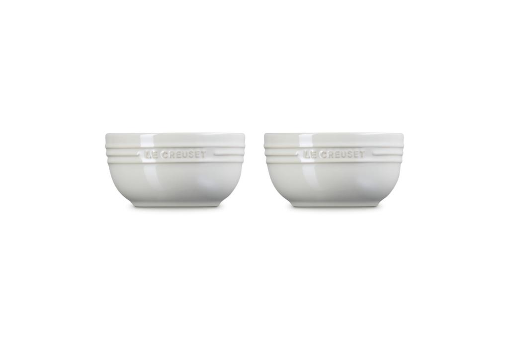 Le Creuset 330ml Set of White Perfect for Bridal and and and Japanese Bowls, 2, Lustre, Weddings, Anniversaries, Gifts, Celebrations. Heat-