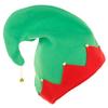 Caps of Santa's Assistant Plush Made Red & Green Hats with Curled for Peak Christmas Costume Accessories