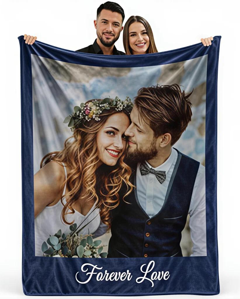 1pc Custom Flannel Blanket, Your Photo Desigin for Anniversary Mom Dad Sis Bro Lover, Valentine's Day Christmas New Year Gift