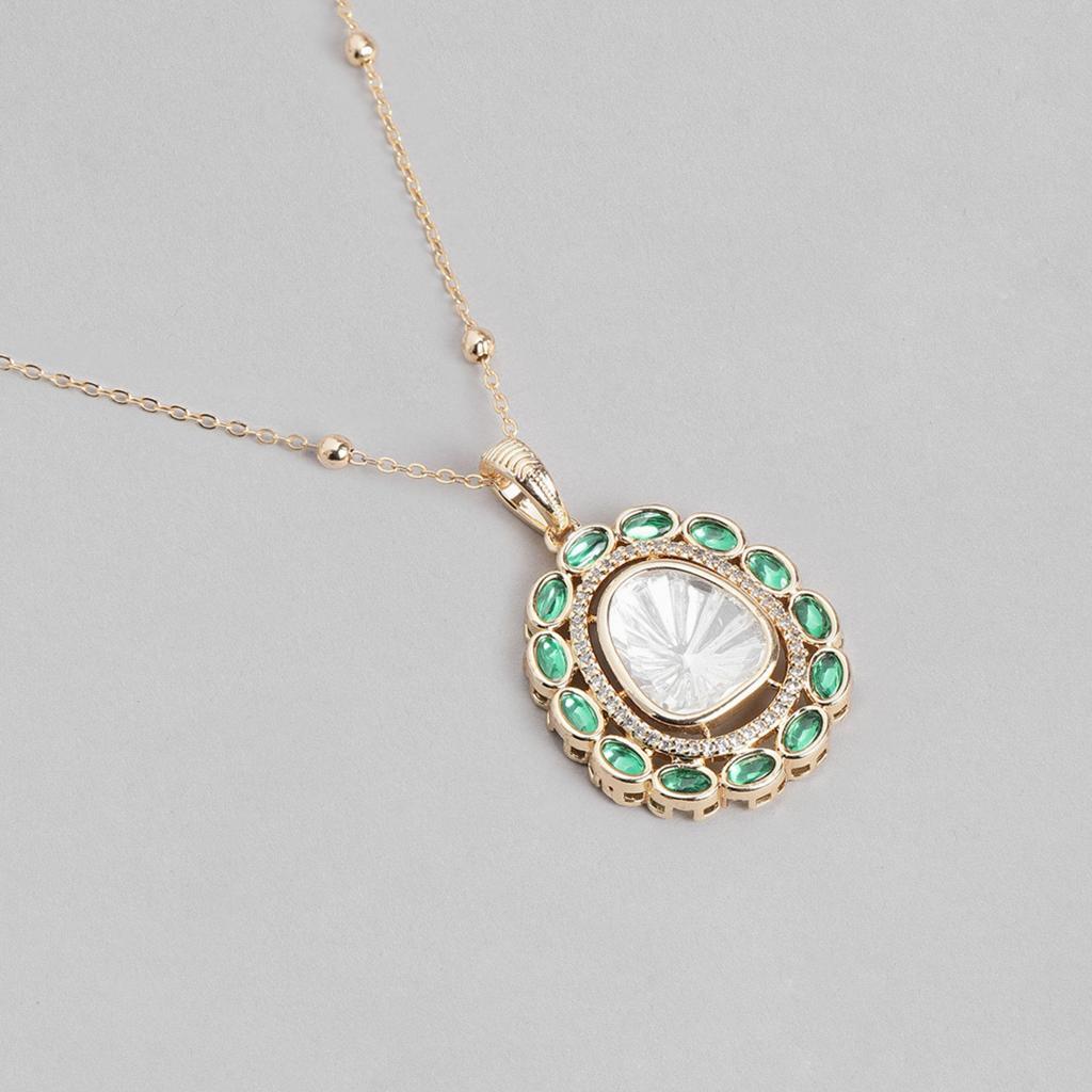 Abdesigns Diamond Pendant Set, Gold Plated Indian Pendant Set,Polki Kundan Pendant Set, Synthetic Lab Grown Diamond Pendant Chain