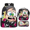 Kids School Backpack Set With Pencil Case Crossbody Bag - Cute Cartoon Print Oxford Fabric Lightweight Breathable Grades