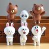 6pcs/lot 3.5-6cm PVC Line Brown Bear Cony Rabbit Moon Friend Action Figure Cute Decoration And Toy